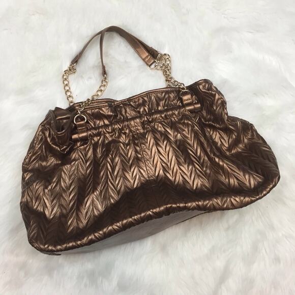 CHARMING CHARLIE Large Embossed Copper Chain Handle Purse Handbag - Picture 1 of 3